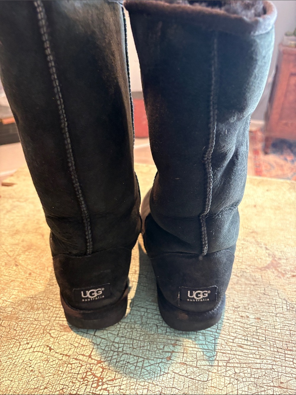 UGG Australia Classic Tall Black Sheepskin Boots Women’s Size 7 - Picture 3 of 6